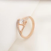 Elegance Çapraz Model Rose Gold Kaplama Sky Diamond Yüzük thumbnail 2