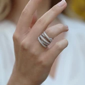 Sarmal Modeli Zirkon Taşlı Gümüş Yüzük thumbnail 4