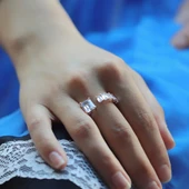 Baget Tek Taş ve Beş Taş Rose Kaplama Ayarlanabilir Gümüş Yüzük thumbnail 1