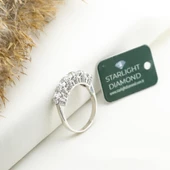 Tırnak Araları Mini Zirkon Taşlı 5 Taş Starlight Diamond Gümüş Yüzük thumbnail 1