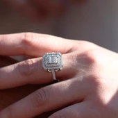 Baget Taşlı 3 Boyutlu Gümüş Yüzük thumbnail 3