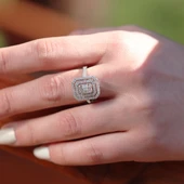 Baget Taşlı 3 Boyutlu Gümüş Yüzük thumbnail 1