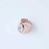 Ö Harfi Baget Taşlı Rose Gold Kaplama Gümüş Yüzük thumbnail 3