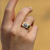 Taşlı Gold Kaplama Gümüş Göz Yüzük thumbnail 5