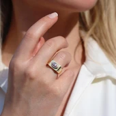 Taşlı Gold Kaplama Gümüş Göz Yüzük thumbnail 2