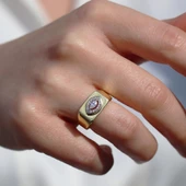 Taşlı Gold Kaplama Gümüş Göz Yüzük thumbnail 1