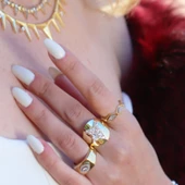 Half Star Gold Kaplama Gümüş Yüzük thumbnail 5