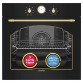 Simfer 8 Fonksiyon Retro Siyah Multi Turbo 3'lü Ankastre Set (7349 Fırın + 3325 Ocak + 9612 Davlumbaz) thumbnail 2