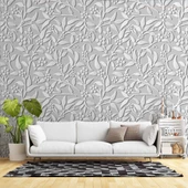 3 Boyutlu Gri Çiçek Desenli Duvar Kağıdı - 1