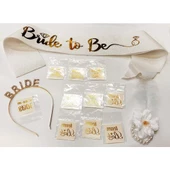 Altın Renk Bride Partisi Seti 13 Parça thumbnail 2