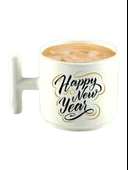 DeepCraft Best Quality 'Happy New Year' T Kulplu Kupa Yılbaşı,Sevgililer Günü, Hediyelik Kupa 185ML - 2
