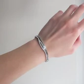 BZ 316l Çelik Zirkon Taşlı Şık Spor Kelepçe BLZ-448 - 2