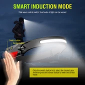 PS-001 5 Aydınlatma Modlu COB LED Sensörlü USB Şarj  Edilebilir Dahili Pilli Kafa Lambası - 3