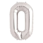 0 Rakam Folyo Balon Gümüş 40 inç - 1