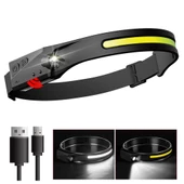 PS-001 5 Aydınlatma Modlu COB LED Sensörlü USB Şarj  Edilebilir Dahili Pilli Kafa Lambası - 4