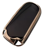 Fiat Egea Cross Uyumlu Smart Anahtar Kılıfı Kumanda Kılıfı Oto Anahtarlık Siyah Gold thumbnail 3