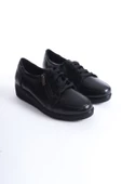 Faap Siyah Hakiki Deri Anatomik Fermuarlı Hafif Rahat Genç Anne Ayakkabısı - 2