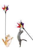 Zilli Tüylü Esnek Kedi Oltası - 50 cm - 1
