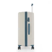 MÇS 3lü Set Kırılmaz Silikon Seyahat Valizi Bavulu V374 Kemik/Sky Blue - 3