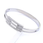 BZ 316L Çelik Kadın 2 Kollu Lazer İşlemeli Kaburga Kelepçe BLZ-336 - 4