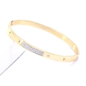 BZ Altın Kaplama Zirkon Taşlı Spor Kelepçe BLZ-324 - 4