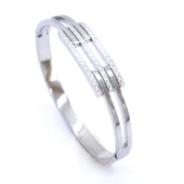 BZ 316L Çelik Kadın 2 Kollu Lazer İşlemeli Kaburga Kelepçe BLZ-336 - 1