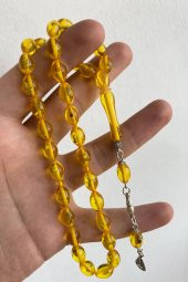 Çift Renkli Parlament Mavisi Sürmeli Kehribar Tesbih Metal Püsküllü Misbah Misbaha Rosary Zikr - 6