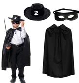 Zorro Pelerini Şapkası ve Maske Seti Çocuk Boy - 1
