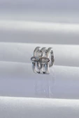 Pirinç Gümüş Renk Yonca Earcuff Küpe - TJ-BKP9330 - 1