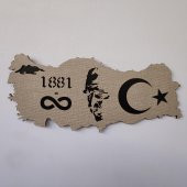 DEKORATİF MODERN TÜRKİYE HARİTASI ATATÜRK SİLÜETİ DUVAR PANOSU - 60x26cm - Dokulu Gri - 1