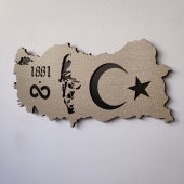 DEKORATİF MODERN TÜRKİYE HARİTASI ATATÜRK SİLÜETİ DUVAR PANOSU - 60x26cm - Dokulu Gri - 3
