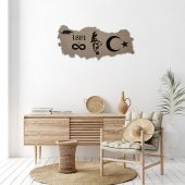 DEKORATİF MODERN TÜRKİYE HARİTASI ATATÜRK SİLÜETİ DUVAR PANOSU - 60x26cm - Dokulu Gri - 6