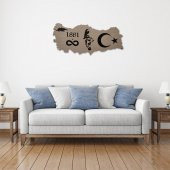 DEKORATİF MODERN TÜRKİYE HARİTASI ATATÜRK SİLÜETİ DUVAR PANOSU - 60x26cm - Dokulu Gri - 7