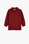 Koton Erkek Çocuk Oversize Polo Sweatshirt Uzun Kollu İşleme Detaylı Düğmeli - 1