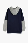 Koton Erkek Çocuk Kapşonlu Sweatshirt Renk Bloklu Brooklyn Baskılı Uzun Kollu Şardonlu - 2