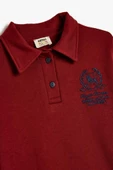 Koton Erkek Çocuk Oversize Polo Sweatshirt Uzun Kollu İşleme Detaylı Düğmeli - 3