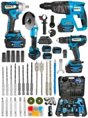 Eisenn Germany Wella Akülü 4 Lü Set Kırıcı Delici + Şarjlı Matkap + Somun Sıkma + Taşlama Taşıma Çantalı - 1