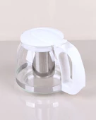 Kapris 1250 Ml Çelik Süzgeçli Cam Demlik Beyaz 8883 - 1