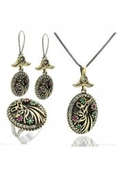 Semqzen Serisi Gümüş Otantik Kadın Üçlü  Set Takı thumbnail 9