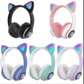 Karler Stn-28 Kedi Kulak Led Işıklı Kablosuz Bluetooth Mikronlu Hafıza Kartı Girişli Kulaklık - 10