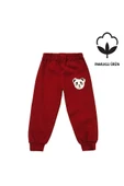 Panda Nakışlı Unisex Bebek Alt Bordo bipamuk - 1