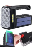 V-11 Ultra Güçlü Solar Güneş Panelli Şarjlı Kamp Lambası El Feneri 4 Mod lu Acil Durum Aydınlatma - 1