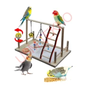 Kuş Oyuncağı Kuş Oyun Parkı Muhabbet Kuşu Papağan Oyuncağı Kuş Aksesuarları thumbnail 7