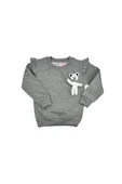 Ayıcıklı FırFır Kollu Kız Bebek Sweat Gri bipamuk - 8