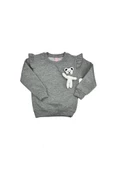 Ayıcıklı FırFır Kollu Kız Bebek Sweat Gri bipamuk - 7