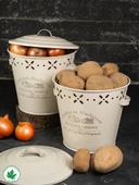 Lüx Metal Patates Soğanlık Kovası Sebze Saklama Kabı thumbnail 8