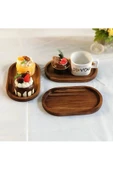 4 Lü Ahşap Tepsi Çay Tepsisi Kahve Tepsisi Sunum Tepsisi Sunumluk - 4