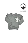 Ayıcıklı FırFır Kollu Kız Bebek Sweat Gri bipamuk - 2