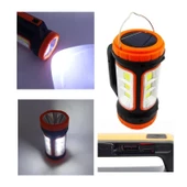 PS-0818C 5w+15w Uzun Menzilli Solar Güneş Panelli Powerbank+USB Çıkış Ultra Güçlü Ledli Şarjlı Fener - 2