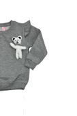 Ayıcıklı FırFır Kollu Kız Bebek Sweat Gri bipamuk - 3
